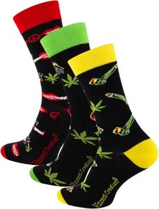 Vincent Creation® Lustige "Rasta Weed" Socken 3 Paar 36-40