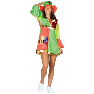Damen Kostüm Hippie Kleid 70er neon Karneval Fasching Gr. 44/46
