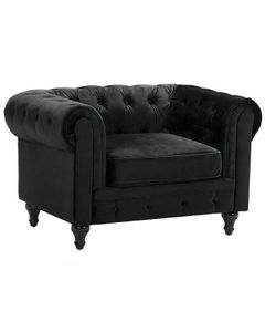 BELIANI Fotel czarny welur chesterfield tuftowany pikowany aksamit vintage glamour salon