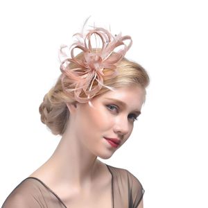 Tea Party Fascinator Feder Blume Vintage glänzende Strasssteine Braut Kopfbedeckung für Cocktailparty-Champagner