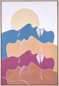 BELIANI Leinwandbild Mehrfarbig Stoff Canvas MDF-Platte 63x93 cm Rechteckig mit Schattenfugenrahmen Abstrakt Gesichtsmotiv Modern Wohn- & Schlafzimmer
