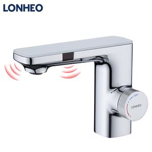Lonheo Infrarot Sensor Wasserhahn Bad Automatik Waschtischarmatur mit Zwei Infrarotsensor Einhebelmischer Waschbecken Mischbatterie Badarmatur, Chrom