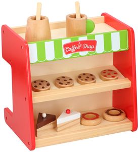 Marionette Wooden Toys - Kinderküche mit Vitrine und Kaffeemaschine - Holzset - 2-in-1