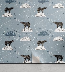 ABAKUHAUS Konstellation abziehbare & klebbare Tapete für Zuhause, Polar Bear Sterne, selbstklebendes Wohnzimmer Küchenakzent, 33 cm x 180 cm, Blassblau Schwarz Blaugrau