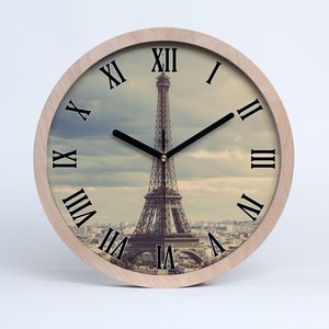 Holzuhr 30fi cm wanduhr - schwarze Spitzen - Eiffelturm Paris