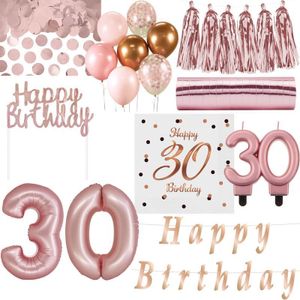 30. Geburtstag roségold Deko Geburtstagsdeko Zahl Frau Partyset