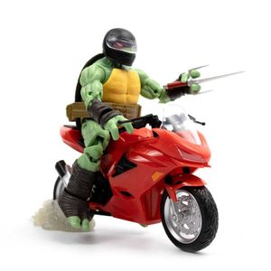 Teenage Mutant Ninja Turtles BST AXN Actionfigur mit Fahrzeug Raphael mit Motorrad (IDW Comics) 13 cm