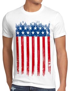style3 USA Flagge Herren T-Shirt banner vereinigte staaten von amerika us stars stripes, Größe:XL, Farbe:Weiß