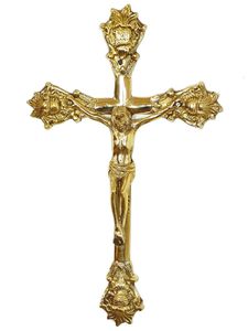 Wandkreuz  aus Messing Kreuz zum Aufhängen Jesus-Christus Kruzifix 32cm
