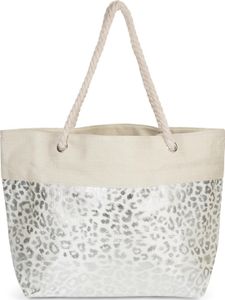 styleBREAKER Damen XXL Strandtasche mit Metallic Leoparden Animal Print und Reißverschluss, Schultertasche, Shopper 02012282