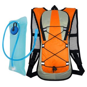 (Orange) Kletterrucksack mit 2L Wasserblase, Rucksack Trinkrucksack Trinkblase für Camping Wandern Radfahren Laufen Klettern Radfahren