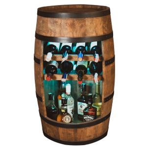 Drevená vinotéka s RGB LED svetlami, drevený sud, výška 80 cm, sud na víno, polica na fľaše alkoholu, drevený stojan na fľaše (wenge)