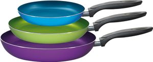 3tlg. Bratpfannenset KING® ALU mit Keramikbeschichtung / Größen: 20, 24, & 28cm / Farbe: hellblau, grün, lila