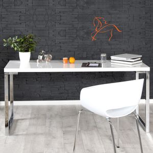 cagü: Design Schreibtisch [OXFORD] Weiß Hochglanz  140cm x 60cm