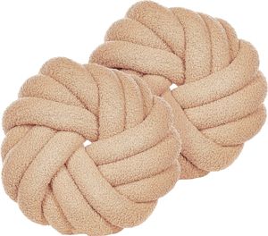 BELIANI 2er-Set Knotenkissen Beige Bouclé 31 x 31 cm Plüsch Geflecht dekorativ Modern