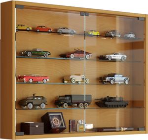 Vitrinenschrank Glas Wandschrank Vitrine Sammlervitrine Hängeschrank Buche Nachbildung