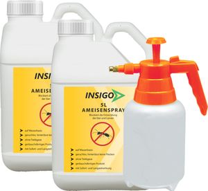 INSIGO 2x5L + 2L Sprüher Anti Ameisen Mittel Spray Gift gegen Stopp frei abwehren Bekämpfung Schutz