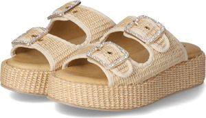 Kaerlek Damen Pantoletten Beige Synthetik Größe: 36