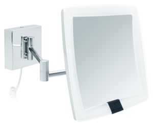 Libaro LED Kosmetikspiegel mit Sensor VERONA eckig 5fach Vergrößerungsspiegel quadratisch Wandmontage weißes Kabel