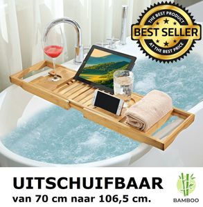 Decopatent Verstellbare Badewannenablage aus Bambus Holz - Badewannentablett / Badewannentisch Ausziehbar