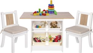 ONVAYA® Kindertisch-Set mit Stühlen | Weiß-Holz | Kindersitzgruppe mit Stauraum | Kindermöbel-Set mit Tisch und 2 Stühlen | Kindertischgruppe aus Holz | Sitzgruppe fürs Kinderzimmer ONVAYA® Kindertisch-Set mit Stühlen | Weiß-Holz | Kindersitzgruppe mit Stauraum | Kindermöbel-Set mit Tisch und 2 Stühlen | Kindertischgruppe aus Holz | Sitzgruppe fürs Kinderzimmer