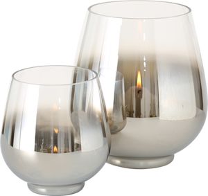Boltze Windlicht Grazia 18cm silber-transparent, Dekoration für Weihnachten