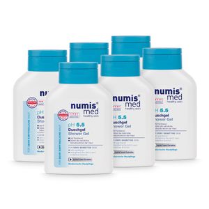 numis med Duschgel ph 5.5 - Hautberuhigendes Shower Gel für sehr empfindliche & sensible Haut - Hautpflege 6x 200 ml