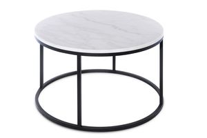 SIT Möbel Couchtisch rund | Tischplatte Marmor weiß | Gestell Metall schwarz | B 85 x T 85 x H 48 cm | 01053-23 | Serie THIS & THAT