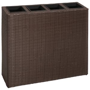 vidaXL Garten-Hochbeet mit 4 Töpfen 2 Stk. Poly Rattan Braun