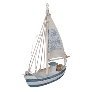Out Of The Blue Deko Maritim Holz Segelschiff 28 cm mit Beleuchtung 13 LED Shabby Segelboot Meer