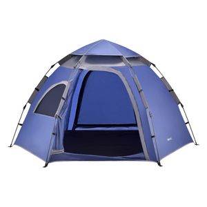 Campingzelt Nybro für 2-3 Personen Kuppelzelt 240 x 205 x 140 cm Sekundenzelt Sofortzelt Festivalzelt Camping Automatik Zelt wasserdicht Blau
