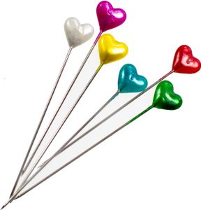 140 Herz Stecknadeln Polsternadeln Herznadeln, 55mm, Herz Kopf, bunt oder weiß