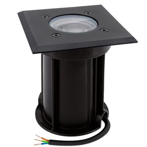 BOQU Bodeneinbaustrahler IP67 mit LED GU10 Lampe 3W warmweiß - Spot schwarz & eckig