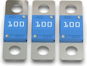 3x AUPROTEC Midi Hochstromsicherung 100A Schraubsicherung blau
