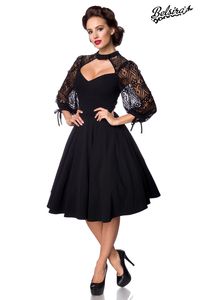 Belsira Damen Vintage Kleid Retro 50s 60s Rockabilly Sommerkleid Partykleid Spitzenkleid, Größe:4XL, Farbe:Schwarz