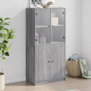 vidaXL Highboard mit Türen Grau Sonoma 68x37x142 cm Holzwerkstoff