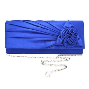 Blau Royal Damen Abend Clutch Taschen Kunstseide Party Handtaschen Braut Hochzeit Geldbörsen mit abnehmbarer Kette