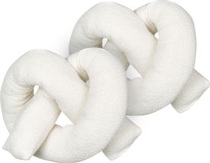 BELIANI Dekokissen 2er Set Weiß Webpelz mit Füllung 172x14cm Teddy-Optik Bretzelform Knotenkissen Modern Wohnzimmer Schlafzimmer Ausstattung Sofakissen