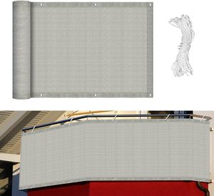 UISEBRT Balkon Sichtschutz 90 X 600 cm Balkonabdeckung Balkonumspannungen Balkonsichtschutz Balkonverkleidung UV-Schutz HDPE Garten Grau