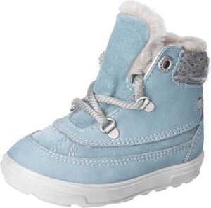 RICOSTA Boots PAOLO von PEPINO für erste Schritte in Schnee echt Leder/Textil Schnürung Lammfellfutter Jungen Mädchen uni arctic Hellblau/Grau  Größe 24