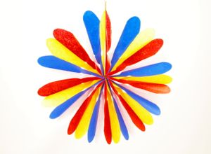 Deko-Fächer 60cm Fastnacht rot-weiß-blau-gelb