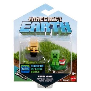 MATTEL GMD15 Minecraft Earth Boost Mini-Figuren 2er-Pack Repairing Villager und Mining Creeper