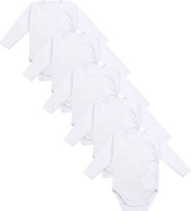TupTam Unisex Baby Wickelbody Langarm 5er Set, Farbe: Weiß, Größe: 56