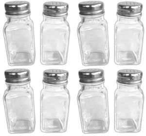8er Set Glas-Gewürzstreuer Mit Edelsthaldeckel | Gewürzbehälter Gewürzdosen | Salz Pfefferstreuer | Gewürzglas