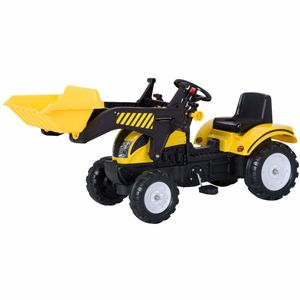 HOMCOM Tretauto Traktor Trettraktor mit Fontlader ab 3 Jahre Spielzeug Kinder Schwarz 114 x 41 x 52cm
