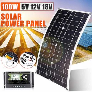 100W Solarpanel-Set + 20A 12/24V Controller-Adapter für Wohnwagen/Auto/Boot