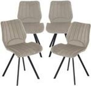 Esszimmerstühle  Küchenstuhl Polsterstuhl Design Stuhl mit Rückenlehne, mit Sitzfläche aus Samt, Gestell aus Metall , Menge:4 St.;Farbe:Taupe