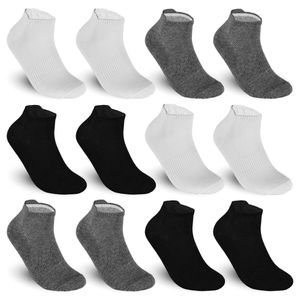 Texemp | 6er | 12er Pack Sneaker Socken Herren Damen Sport Füßlinge Baumwolle Quarter | B43 | Schwarz Weiß Grau | 6 Paar | 43-46