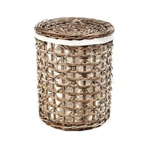 Kobolo Wäschebehälter PLAIT aus Rattan - Kubu grey - 50x50x64cm