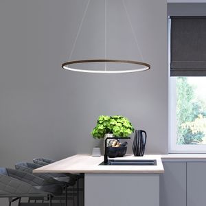 LED Ring Pendelleuchte Dimmbar Modern Metall Trichromatisches Licht Hängelampe Deckenleuchte Hängeleuchte für Wohnzimmer Schlafzimmer Esszimmer Flur Bar Café Restaurant 220V (Braun)